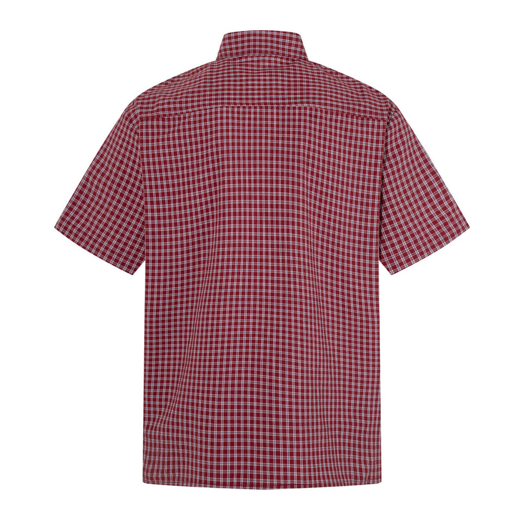Blue and red checkered printed short sleeved shirt