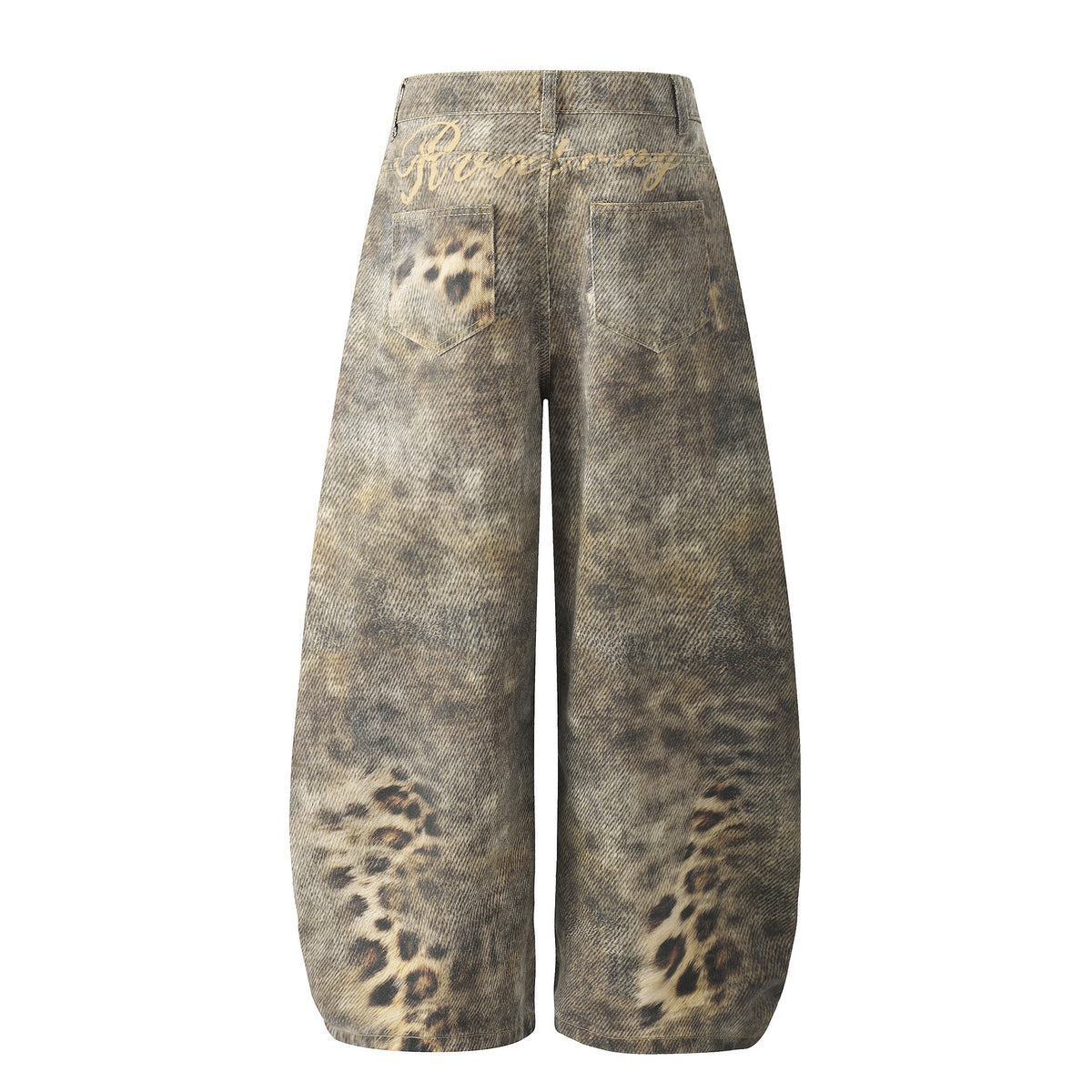 Washed leopard print jeans for women