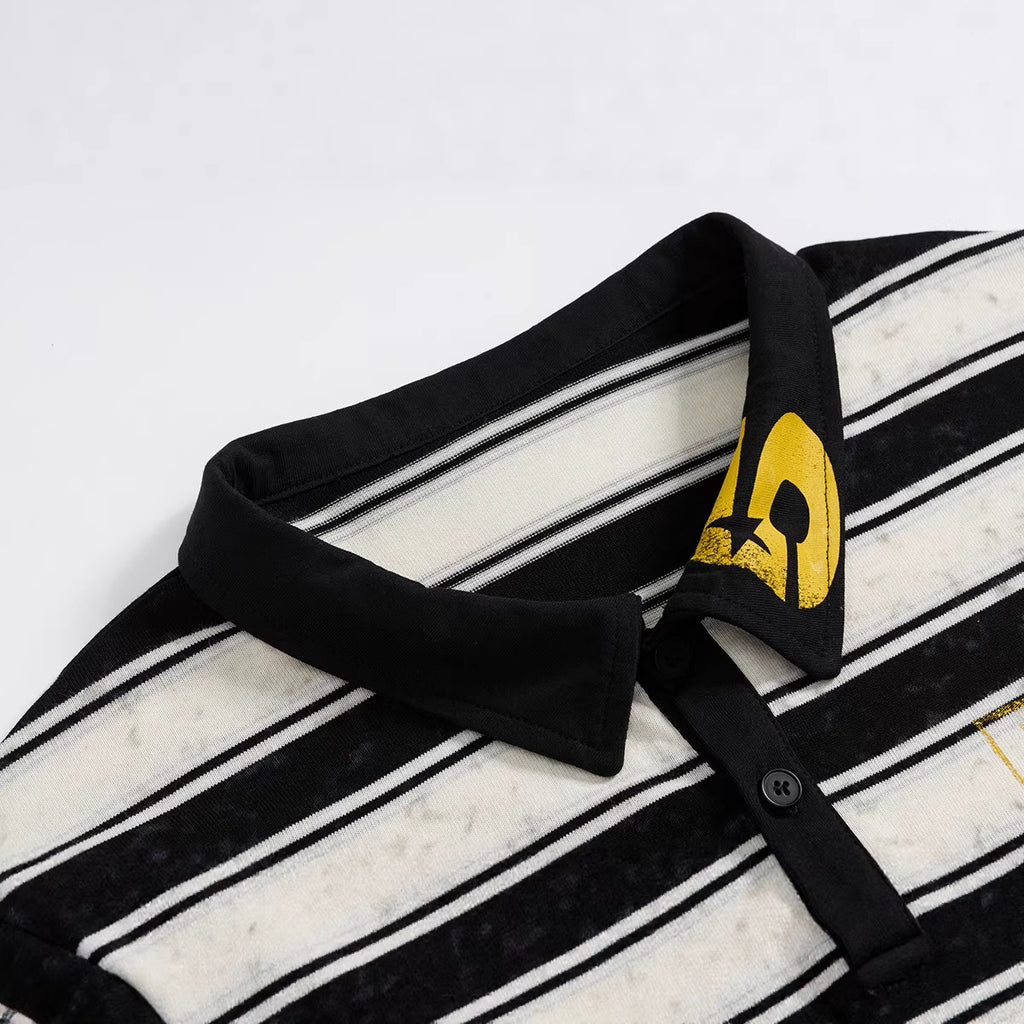 Flip collar printed T-shirt