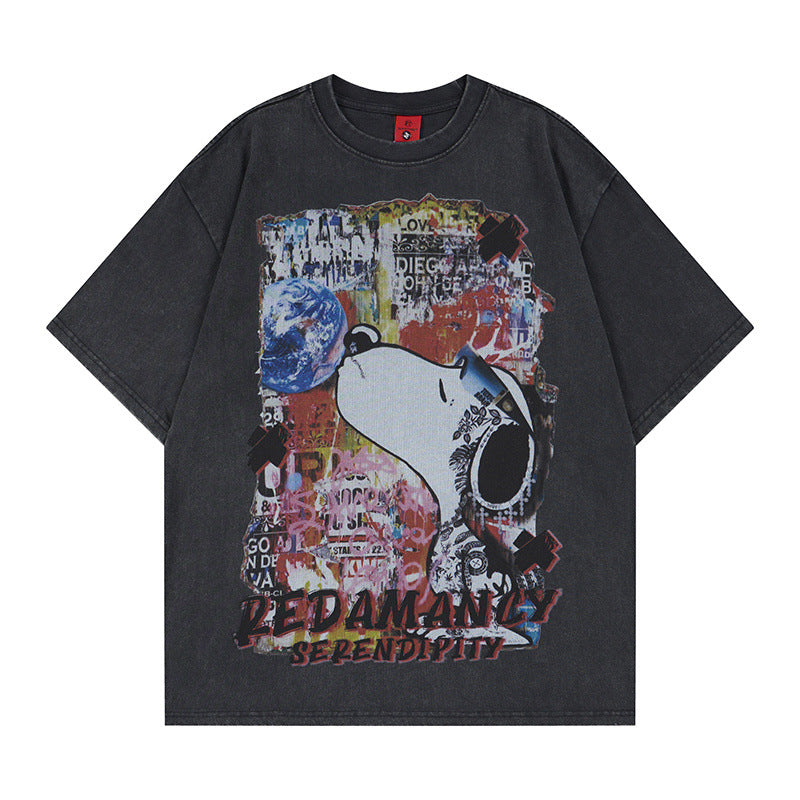 Graffiti printed short sleeved t-shirt