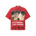 Crowd illustration printed short sleeved T-shirt