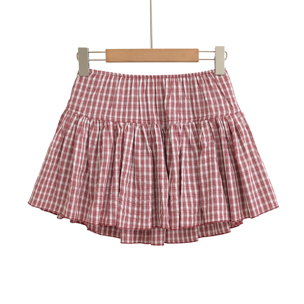 Plaid short skirt and half skirt