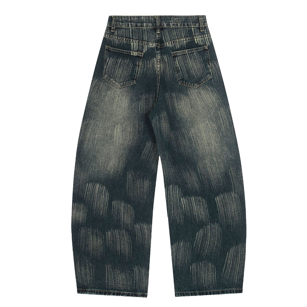 Letter printed curved knife jeans