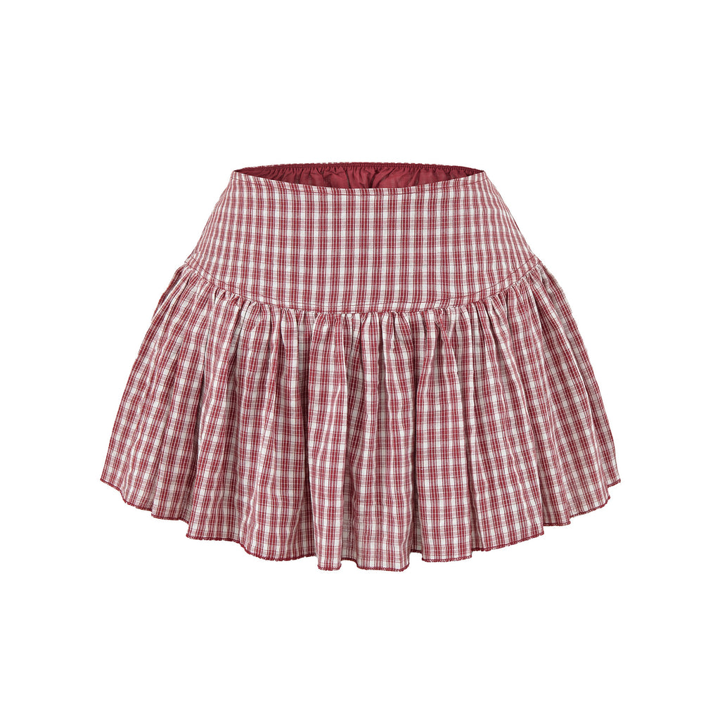 Plaid short skirt and half skirt