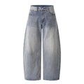Water washed distressed wide leg jeans for men