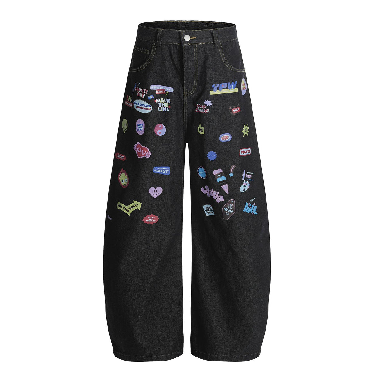 Fun Graffiti Stickers Jeans for Men and Women