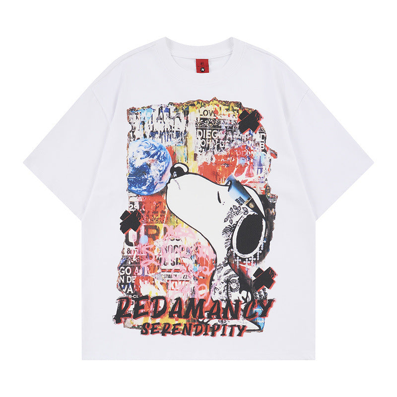 Graffiti printed short sleeved t-shirt