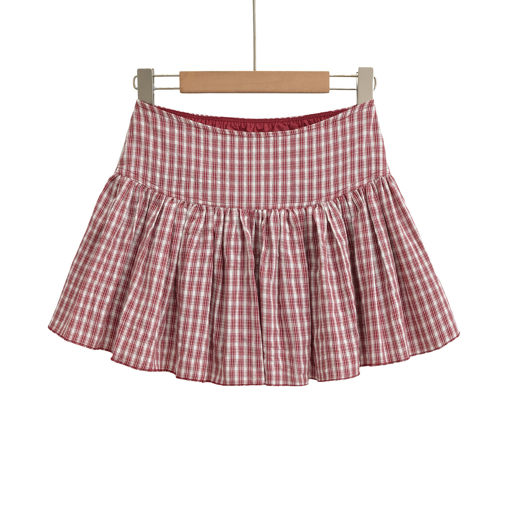 Plaid short skirt and half skirt