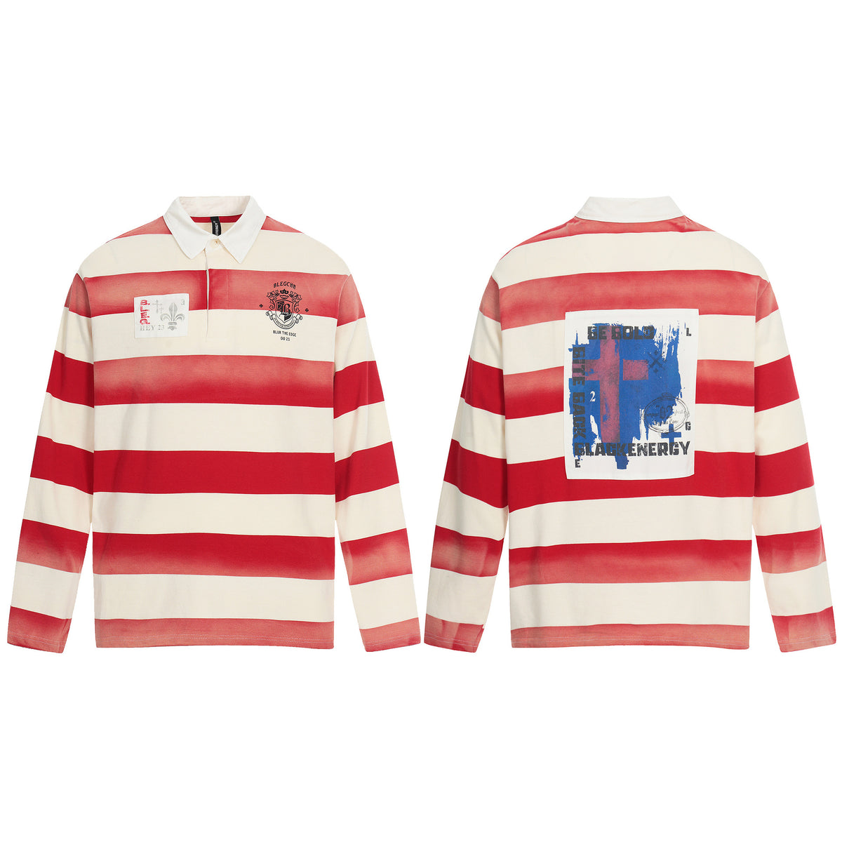 Red striped lapel top T-shirt for women