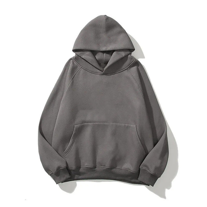 Solid Color Unisex Pullover Hoodie with Double-Layer Hood