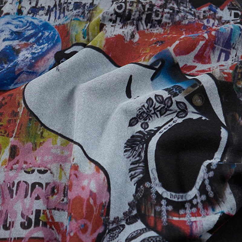 Graffiti printed short sleeved t-shirt