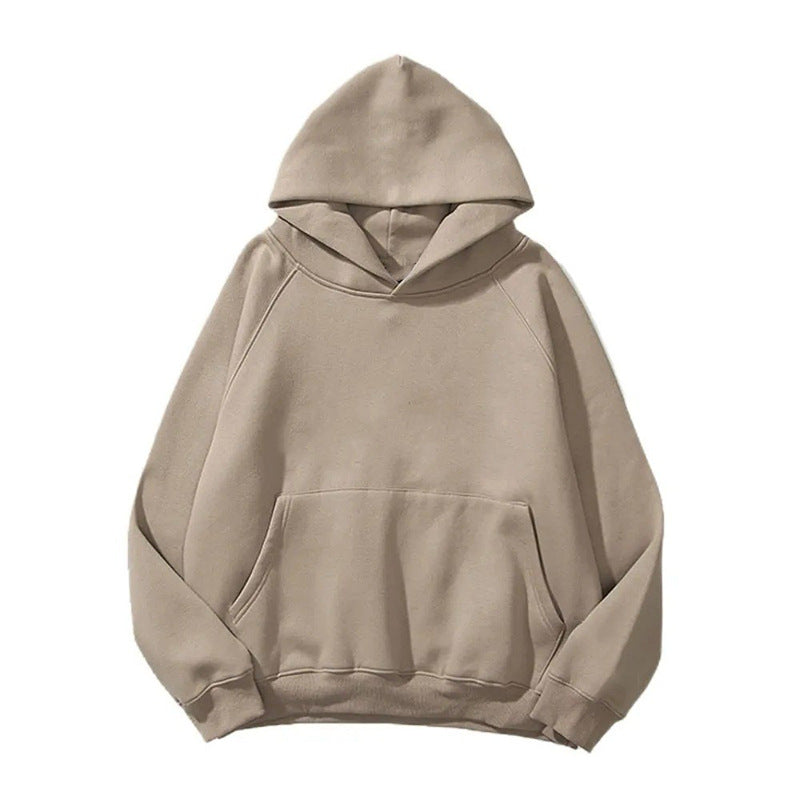 Solid Color Unisex Pullover Hoodie with Double-Layer Hood