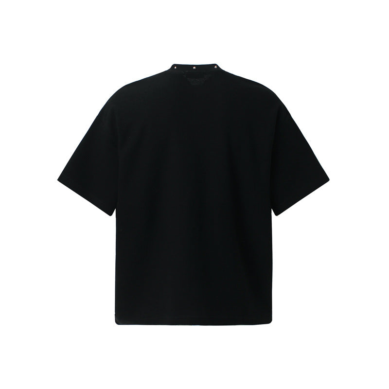 Faceless figure printed short sleeved T-shirt
