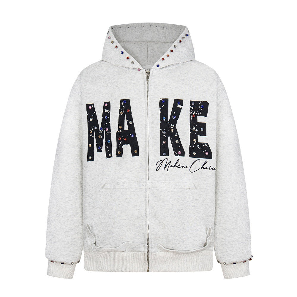 Capital letter printed hooded jacket