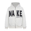 Capital letter printed hooded jacket