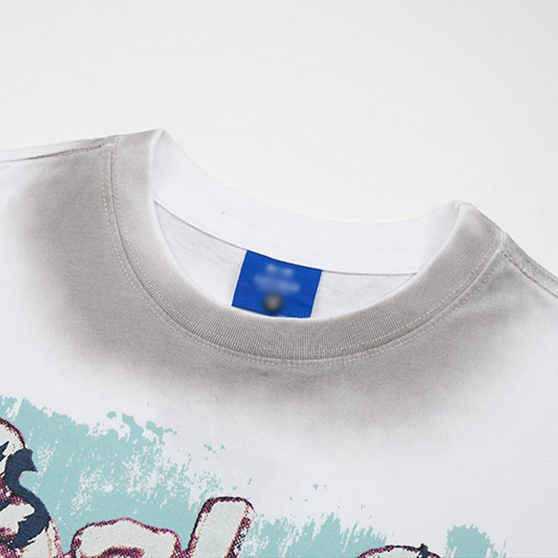 Portrait printed short sleeved shirt