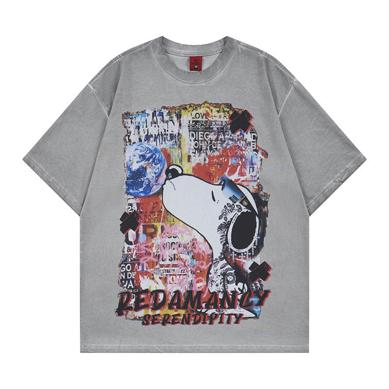 Graffiti printed short sleeved t-shirt