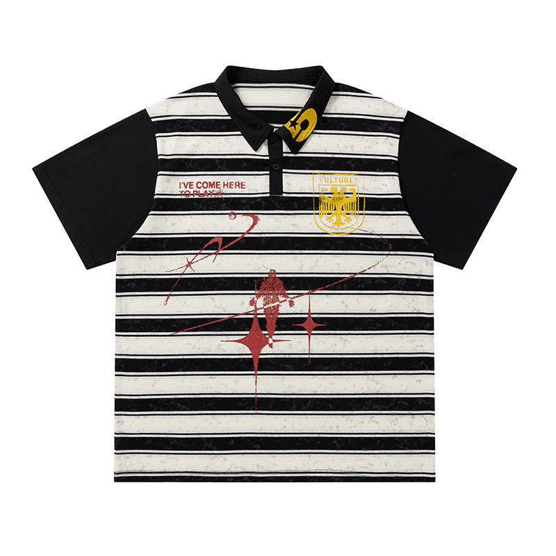 Flip collar printed T-shirt
