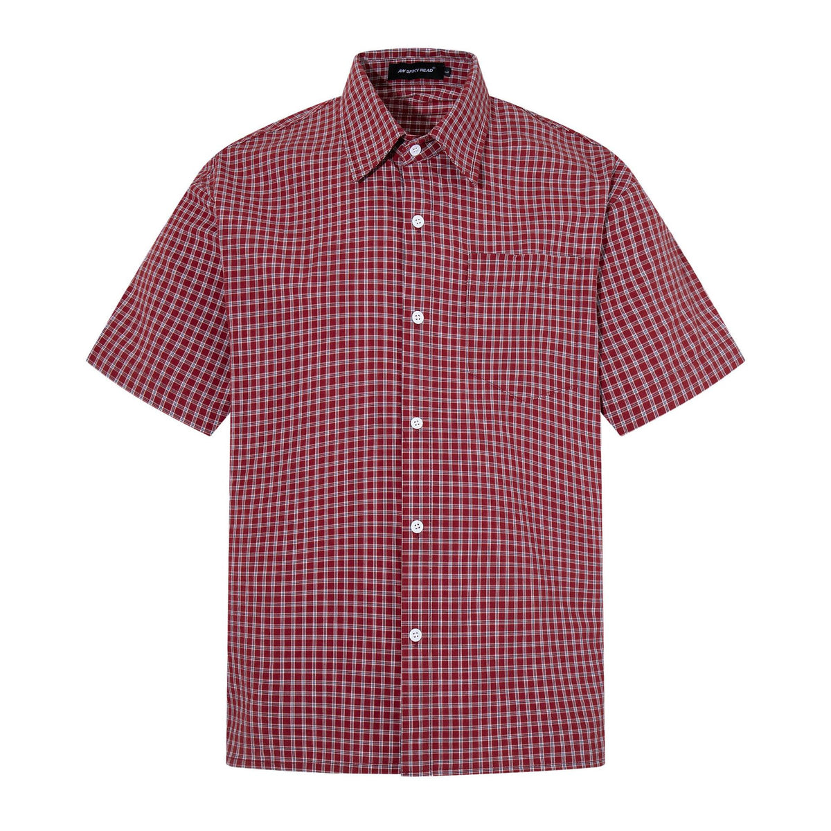 Blue and red checkered printed short sleeved shirt