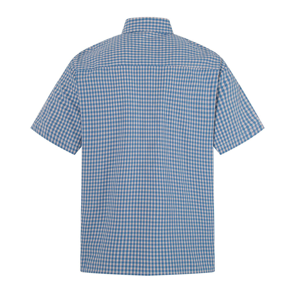 Blue and red checkered printed short sleeved shirt
